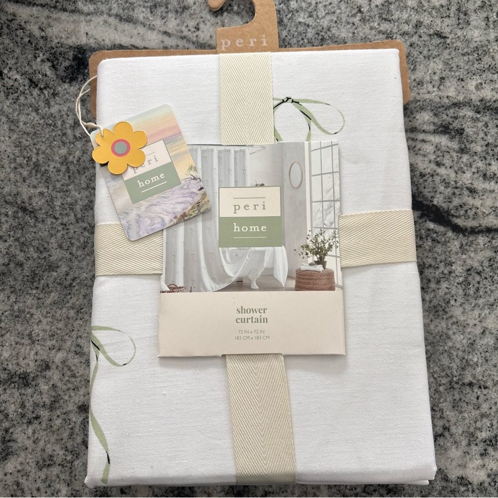 Peri Home Shower Curtain 72x72 Cotton Blend holiday bows Oeko Tex BRAND NEW